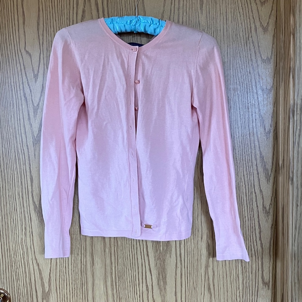 Burberry peachy pink button up cardigan